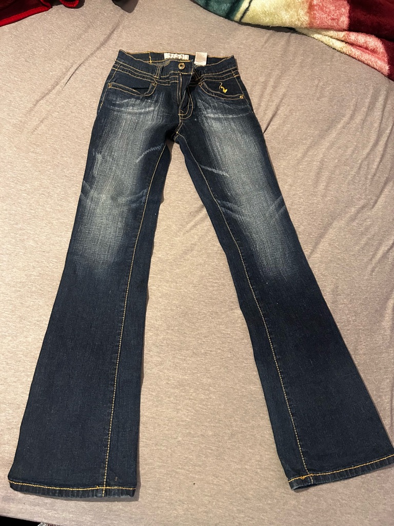 Baby Phat Dark Wash Flared Jeans With Contrast Stitching